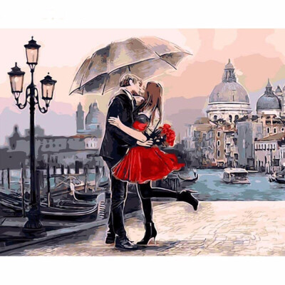 

Frameless DIY Oil Painting By Numbers Hand Painted Modern Wall Canvas Painting Picture For Living Room A romantic kiss