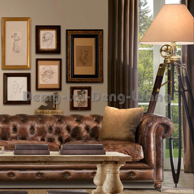 

Standing giant vintage industrial retro decorative antique wooden tripod floor lamp for living room or hotel lobby