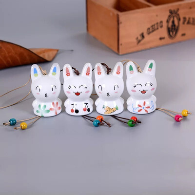 

4pcs Cartoon Bunny Ceramic Campanula Creative Car Pendant Home Door Window wall decoration Ornaments Couple childrens gifts
