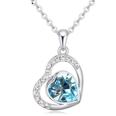 

Heart Pendant Necklace Crystal from Austrian Elements For Women Gifts Statement Jewelry White Gold Plated 22084