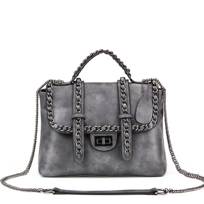 

Realer new women chain shoulder bag fashion black handbags PU leather tote bags high quality female bag