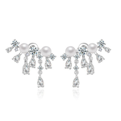 

Aiyaya Fashion Jewelry Waterdrop Round Cubic Zircon Simulated Pearl Earrings High Quality