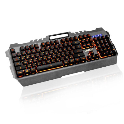 

USB Wired Gaming Mechanical Feel Keyboard Yellow Backlight Waterproof Alloy Panel 104 Keys for Gaming Office Black