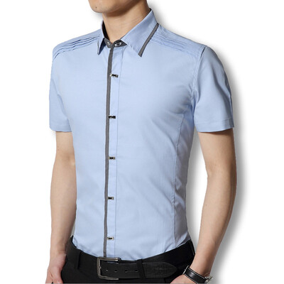 

New Arrivals Men Fashion Shirts Short Sleeves Men Shirts Casual Dress Men Shirts Solid Cotton High Quality Men Slim Fits -3XL