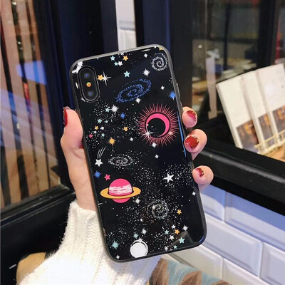 

Glossy Space Planet Stars Phone Case For iPhone 8 7 6 6s Plus X