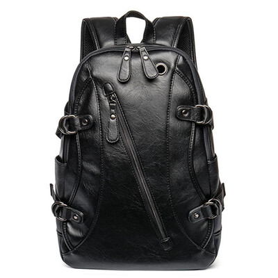 

KUNDUI Men PU Leather Backpack Nautral Soft Real Backpacks Women Stitching Tote Bags School Bag Travel Leisure Boy Computer Bags