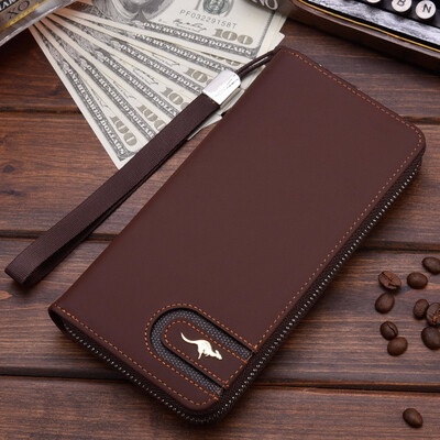

Mens zipper wallet business leisure retro multi card handbag youth personality handbag man