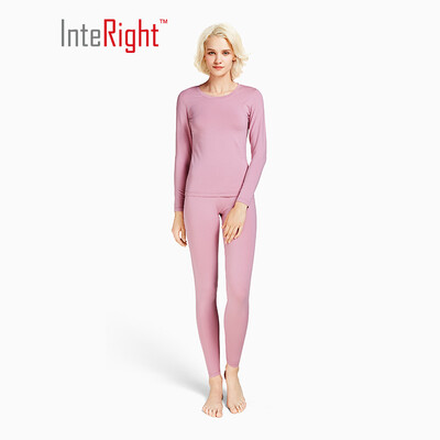 

INTERIGHT Qiuyi Qiuku 50S long-staple cotton spandex comfortable warm female round neck suit ingenuity to create Jingshu cotton craft white M