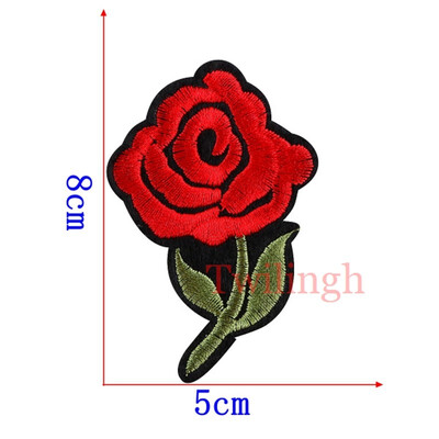 

1 Piece Big Flower Patches Iron on 3D Embroidered Sequined Patch Red Rose Applique Sew On DIY Patch Accessories Clothes Patches