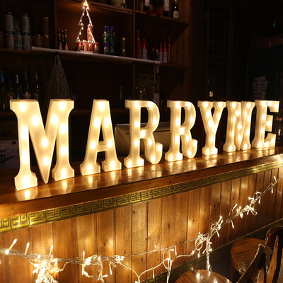 

26 Letters Warm White LED Night Light Marquee Sign Alphabet Lamp For Birthday Wedding Party Bedroom Wall Hanging Decor