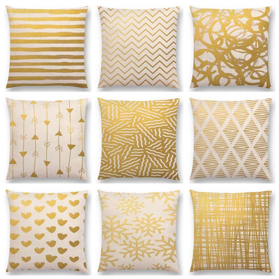 

Hot Sale Golden Art Decorative Triangles Stripes Lines Abstract Geometric Pattern Prints Cushion Home Decor Sofa Throw Pillow