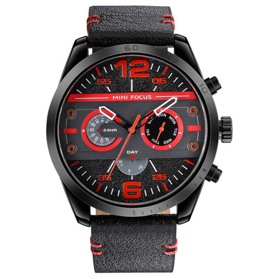 

BOFUTE Male Watches Sports Watch Quartz Watches Japanese Movement Waterproof Genuine Leather Strap 0068G