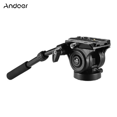 

Andoer VH05 Camera Camcorder Tripod Head Fluid Drag PanTilt Head with Quick Release Plate Aluminum Alloy Support 5kg11Lbs for Ca