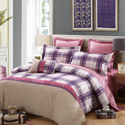 

LOVO grids cotton bed setbed kit duvet coverbedsheetpillowcase
