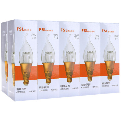 

Jingdong Supermarket] Foshan Lighting (FSL) LED wax tail bubble energy-saving lamps E14 small screw mouth daylight color 6500K 3W 10 support beads gold