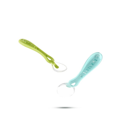 

Babycare silicone spoon baby newborn soft spoon food supplement spoon portable baby cutlery set 4600 green