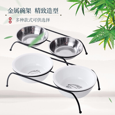 

Cntomlv hot sale Double Dog Bowls Durable Stainless Steel Dog Bowl Anti Slip Removable Puppy Cat Food Water Pet Feeder