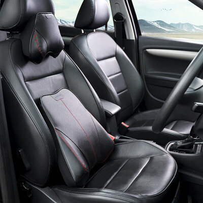 

CarSetCity leather space memory cotton headrest lumbar suit car accessories lumbar cushion neck pillow two-piece CS-83108 black