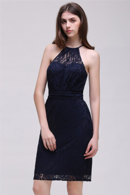

Sheath Halter Lace Elegant Prom Dress