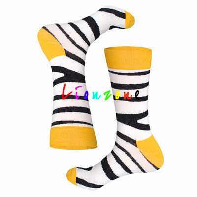 

LIONZONE Men Women Neutral Socks For Lovers With Colorful Animals Zabra Geometry Funny Streetwear Cotton Long Socks Men