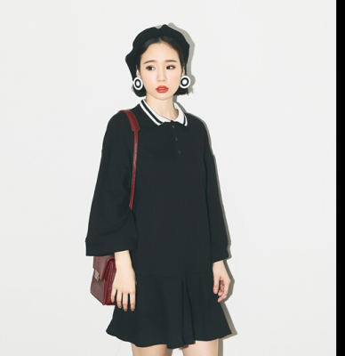 

Lovaru ™ Fall 2015 new easing show thin stripes lapel pure color long sleeve dress is han edition dress in female XueShengChao