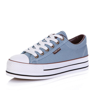 

IDIFU Womens Casual Low Top Platform Sneakers Lace up Plimsoll Canvas Shoes