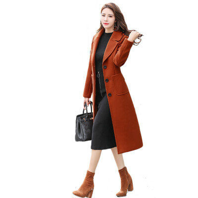 

QUZIHUA 2018 New Spring&Winter Korea Style Woolen Long Slim Coat Windbreaker Jacket Wool Woolen Coat