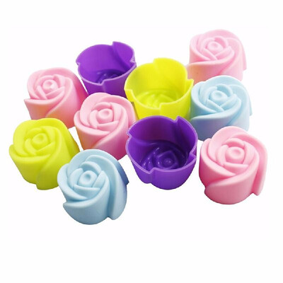 

10Pcs Silicone Cake Mold Rose Shaped Chocolate Mold Baking Tool Jelly&Candy Mold Tray Soap Making Mold for Sugarcraft