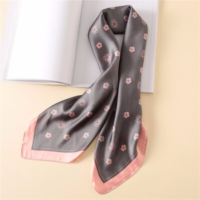 

Guttavalli Women Vintage Camellias Small Ties Female Geometric Floral Wraps Summer Chevron Sunscreen Soft Silk Flowers Scarves