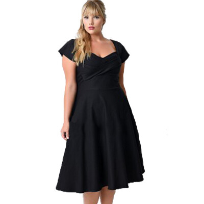 

Fat People In Europe And America Large Yards Short Sleeve Dress Skirt Big Skirt Dress Retro