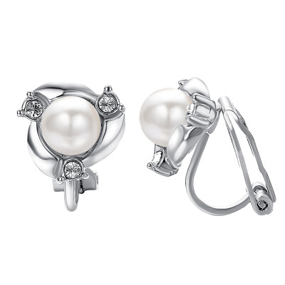 

Yoursfs Clip earring Ivory pearl Round Earrings no Pierced Clip on Earrings for girl