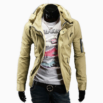 

Zogaa Double Collar Casual Pure Color Slim Mens Jacket