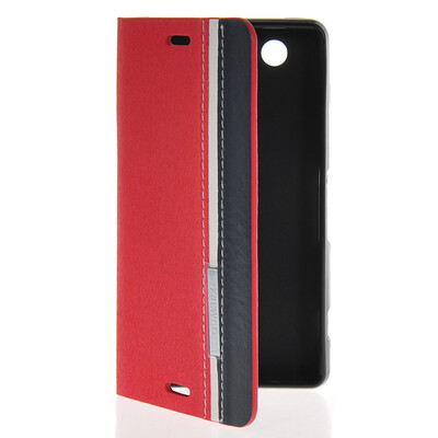 

MOONCASE Business style Leather Side Flip Wallet Card Slot Pouch Stand Back Case Cover for Sony Xperia Z3 Mini Red