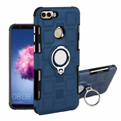 

SHS Phone Case For Huawei Honor Enjoy 7SP Smart Luxury Armor Ring Bracket Silicon TPU Lattice texture Protection