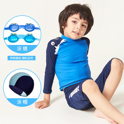 

Yizi Childrens Swimwear Boys Student Swimsuit Baby Big Boy Split Swimsuit Swimsuit Boy Long Sleeve Surf Suit Set EZI18B001-1 Blue Little Monster 90cm