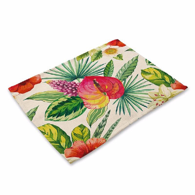

Plant Printed Polyester Placemat Heat resistant Stain resistant Anti slip Table Mat Bowl Coaster Dining Tableware Pad for Dining T