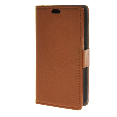 

MOONCASE Litch Skin Leather Card Slot Wallet Bracket Back Case Cover for LG Joy H220 Brown