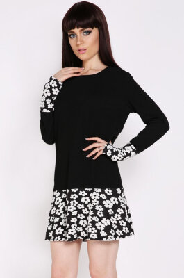 

Sexy Women's Fashion Party Long Sleeve Flower Pattern Casual Dress