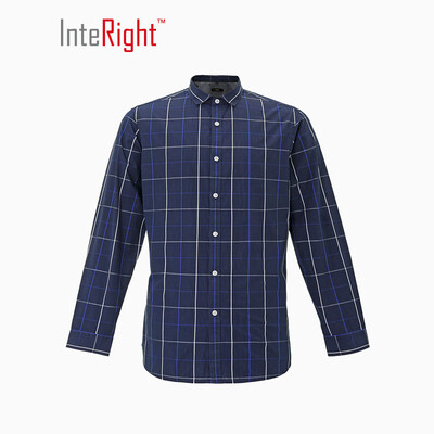 

INTERIGHT Mens Casual Big Checkered Shirt Blue&White 42