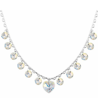 

New Heart Statement Necklaces Pendants Crystal from Swa Elements Decoration Choker Collar Necklace Chain Women 14092