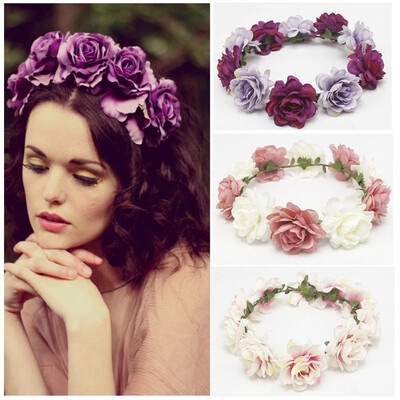 

New Spring Fashion Women Lady girls Wedding Flower Wreath Crown Headband Floral Garlands Hair band Hair Accessories