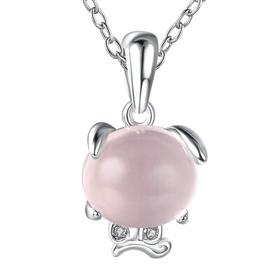 

Yoursfs Free Shipping Rose Gold Color Cute Cat Ross Quartz Pink Opal Jewelry Necklace for Women Girls Children Gift Choker