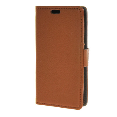 

MOONCASE Litch Skin Leather Card Slot Wallet Bracket Back Case Cover for Huawei Ascend Y360 Brown