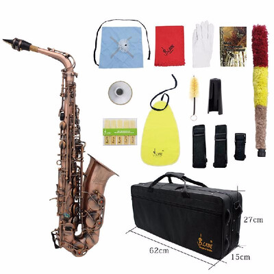 

Alto Saxophone Set Professional Red Bronze Bend Eb E-flat Alto Saxophone Sax Abalone Shell Key Carve Pattern with Case Gloves Clea