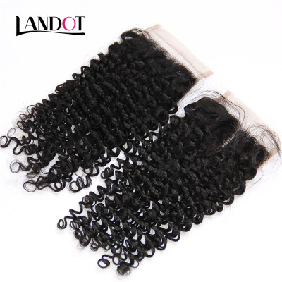 

Peruvian Curly Virgin Hair Lace Closure Size 4x4 inch FreeMiddle3 Way Part Peruvian Remy Human Hair Swiss Closures Natural Color