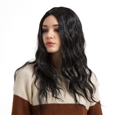 

BLONDE UNICORN 16 Inch Water Wave Synthetic Fake Hair Wig Middle Part Natural Black Wave Hair Artificial Wig for White Women