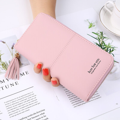 

2018 New Style Simple Casual Lady Wallet Purse Two Fold Long Zipper Horizontal Handbag