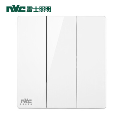 

NVC switch socket panel smart series three three open double control with fluorescent 86 type bed switch socket no border large rocker panel white