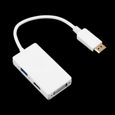 

3 в 1 порт дисплея DP мужчина к HDMI / DVI / VGA Женский адаптер для портативных ПК белый