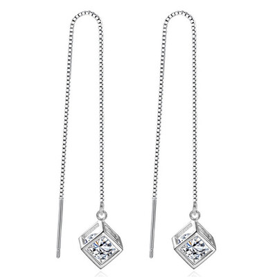 

Clear Cubic Zirconia Long Drop Earrings Fashion Jewelry Womens Accessories Female Ladies Party Lady Earrings WHJ40
